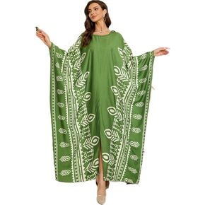 RanRui V-neck Batwing Sleeve Kaftan Dresses for Women - Plus Size Kaftans, Beach & Swimsuit Cover Ups, Casual Baati Dress in Kuwait