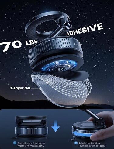 حامل هاتف مغناطيسي مطور 2026 لـ Magsafe، شفط فائق 108+ LBS وقبضة 3000GF، حامل سيارة قابل للطي بزاوية 360 درجة لهواتف iPhone 17 16 15 14 وAndroid - صالة الألعاب الرياضية، مرآة، حامل سطح أملس in Kuwait