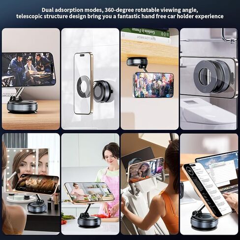حامل هاتف مغناطيسي مطور 2026 لـ Magsafe، شفط فائق 108+ LBS وقبضة 3000GF، حامل سيارة قابل للطي بزاوية 360 درجة لهواتف iPhone 17 16 15 14 وAndroid - صالة الألعاب الرياضية، مرآة، حامل سطح أملس in Kuwait