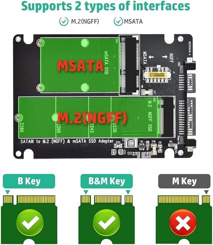 استبدال محول MSATA/M.2 NGFF إلى SATA III ملحق حاوية محرك الأقراص الصلبة SSD مقاس 2.5 بوصة in Kuwait