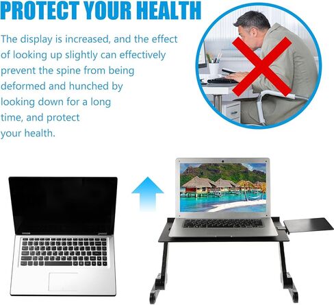 VALICLUD Aluminum Alloy Laptop Stand with Foldable Height Adjustment and Cooling Design, Portable Multi-Functional Laptop PC Holder for Home and Office Use, Black with Mouse Pad Version in Kuwait