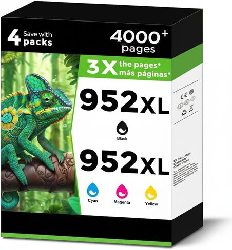 خراطيش حبر 952XL باللون الأسود بديلة لحزمة التحرير والسرد HP 952 XL لـ OfficeJet Pro 7740 952 952XL لطابعات 8700 8702 8210 8703 8710 8715 8720 8725 8730 8740 7720 8200 8216 8716 عبوة من 4 قطع من KCMY in Kuwait