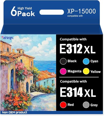 خراطيش حبر 312XL 314XL بديلة عالية الإنتاجية لخرطوشة الحبر 312XL 314XL مع طابعة Expression Photo XP-15000 (6 عبوات، 1 أسود، 1 سماوي، 1 أرجواني، 1 أصفر، 1 أحمر، 1 رمادي) in Kuwait