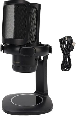 Gaming USB Microphone with RGB, Cardioid Condenser, Pop Filter & Touch Control for PC, Streaming, Podcasting, Desktop Setup in Kuwait