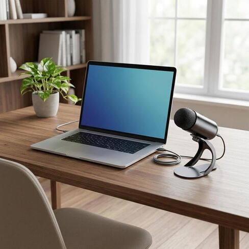 Noise Cancellation USB Mic Desktop Podcasting Mic Compact Plug and Play Podcast Microphone USB Microphone for Gaming Computer, without RBG Lights in Kuwait