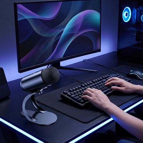 Noise Cancellation USB Mic Desktop Podcasting Mic Compact Plug and Play Podcast Microphone USB Microphone for Gaming Computer, without RBG Lights in Kuwait