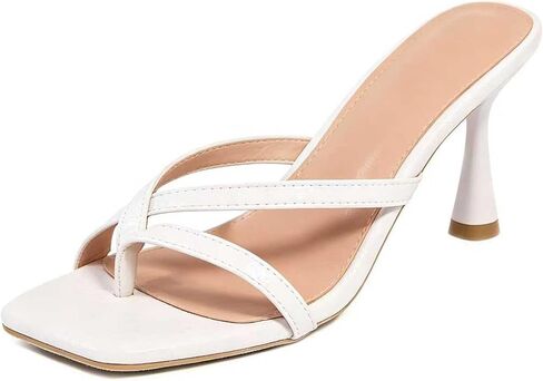 Women's Strappy Thong Heeled Sandals Square Open Toe Slip On Stiletto Heels Flip Flops Fashionable Sexy Backless Kitten Heel Slippers Shoes in Saudi Arabia