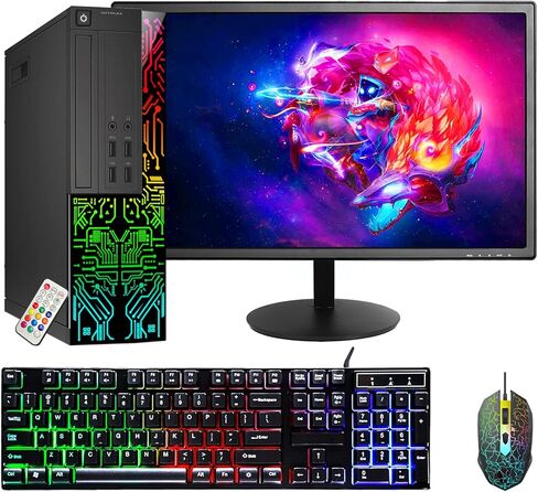 كمبيوتر Dell OptiPlex المكتبي المخصص بمصابيح RGB مع شاشة مقاس 24 بوصة، ومعالج Intel i5 رباعي النواة، وذاكرة وصول عشوائي سعتها 8 جيجابايت، ومحرك أقراص SSD سعة 256 جيجابايت، وواي فاي، ونظام التشغيل Windows 11 (متجدد) in Kuwait