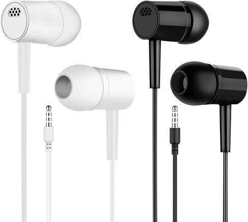 2 Pack Wired Earbuds with Microphone & Volume Control, HiFi Stereo in-Ear Headphones with Deep Bass, Noise Isolating Earphones, 3.5mm Plug Compatible with Phone, Laptop, Tablet in Kuwait