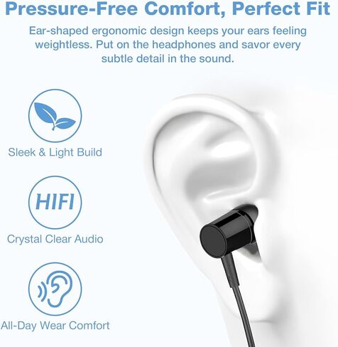 2 Pack Wired Earbuds with Microphone & Volume Control, HiFi Stereo in-Ear Headphones with Deep Bass, Noise Isolating Earphones, 3.5mm Plug Compatible with Phone, Laptop, Tablet in Kuwait