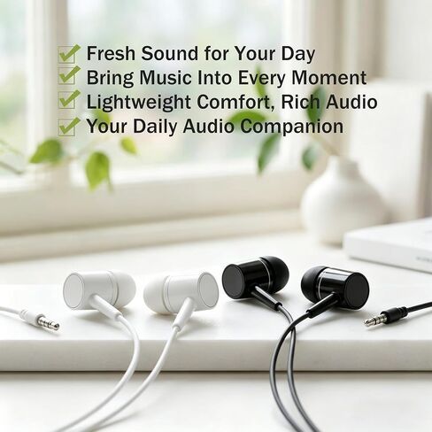 2 Pack Wired Earbuds with Microphone & Volume Control, HiFi Stereo in-Ear Headphones with Deep Bass, Noise Isolating Earphones, 3.5mm Plug Compatible with Phone, Laptop, Tablet in Kuwait