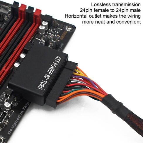 90 Degree ATX 24Pin Adapter – Lossless Transmission Right Angle ATX Power Connector with Insulating Case for Desktop PC Motherboard in Kuwait