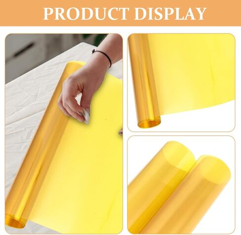 TEHAUX Sunset Atmosphere Lighting Color Film 30cm X 300cm Pet Overlay Sheet for Photography and Stage Lighting Color Correction Filter Yellow in Kuwait