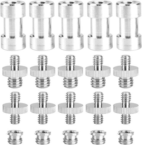 20pcs Threaded Camera Adapter Screws 1/4 Inch & 3/8 Inch Metal Converters - Precise CNC Machined, Durable Anti - Rust Connectors for Photography Accessories and Light Stand in Kuwait