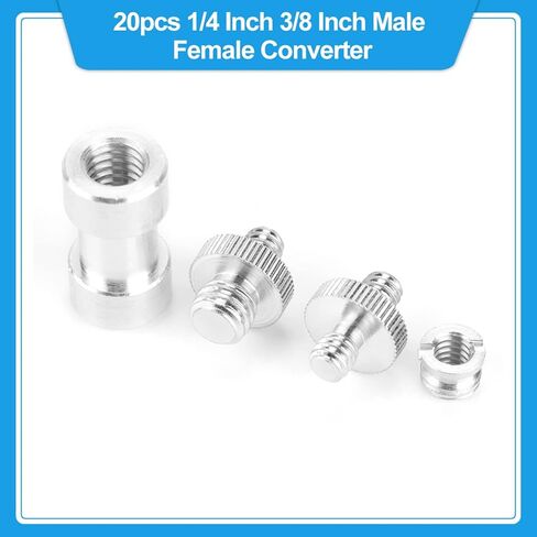 20pcs Threaded Camera Adapter Screws 1/4 Inch & 3/8 Inch Metal Converters - Precise CNC Machined, Durable Anti - Rust Connectors for Photography Accessories and Light Stand in Kuwait