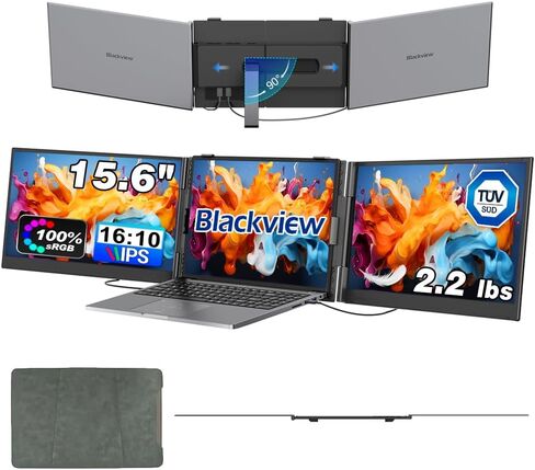 موسع شاشة الكمبيوتر المحمول Blackview DCM8 مقاس 15.6 بوصة، شاشة محمولة 1920x1200 IPS FHD، شاشة مزدوجة رفيعة للغاية للسفر لأجهزة الكمبيوتر المحمول مقاس 13-17.3 بوصة، شاشة عرض خارجية للتوصيل والتشغيل USB-C لأجهزة Windows/Mac/Android/Switch in Kuwait