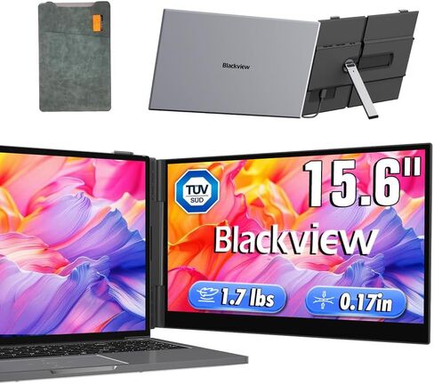 Blackview DCM8 Laptop Screen Extender 15.6" Portable Monitor 1920x1200 IPS FHD, Ultra-Slim Travel Dual Monitor for 13-17.3" Laptops, USB-C Plug & Play External Display for Windows/Mac/Android/Switch in Saudi Arabia