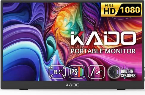 Kado Portable Monitor 15.6-inch FHD 1080p, 60Hz Ultra-Slim Laptop Monitor 1920x1080, IPS Display Reverse Charging Kickstand for PC, Mac, Phone, Tablet, Switch, Xbox, PS5, USB-C & HDMI Connectivity in Kuwait