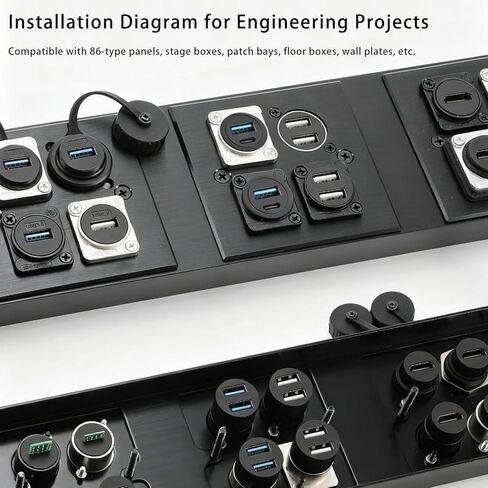 USB 3.0 D-Type Panel Mount Female to Female Adapter 5-Pack Durable Black Housing with Mounting Flange for Professional Studio & Server Rack Setup in Kuwait