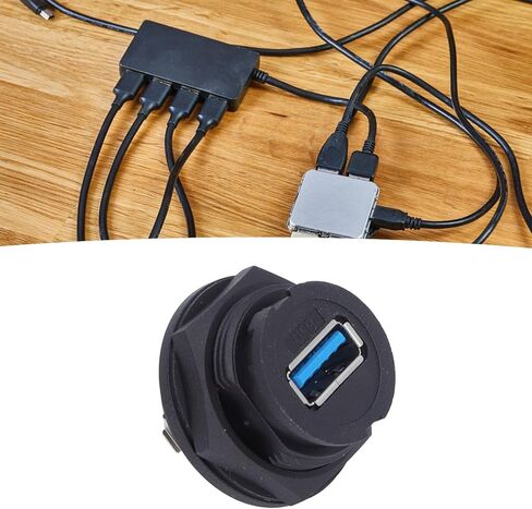 Walfront USB Connectors Bulkhead USB 3.0 Water Proof Female Socket Panel Mount Connector 16 Cores Card Buckle Type Female Socket for Communicating in Kuwait