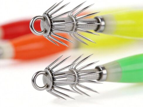 Glow Squid Jigs Kit, 10 Pcs-Maximize Your Night Catch with These High-Intensity Glowing Lures. Saltwater-Ready, Durable Hooks Included in a Convenient Tackle Box for Instant Fishing. in Kuwait