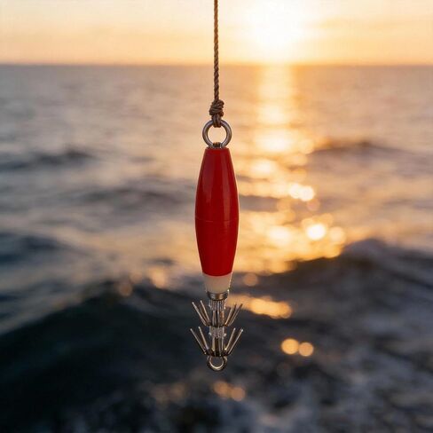 Glow Squid Jigs Kit, 10 Pcs-Maximize Your Night Catch with These High-Intensity Glowing Lures. Saltwater-Ready, Durable Hooks Included in a Convenient Tackle Box for Instant Fishing. in Kuwait