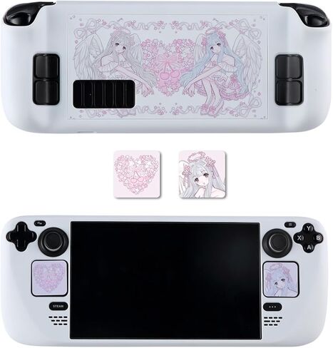 Case Compatible for Steam Deck OLED & LCD Protective Cover Shell Skin Kawaii Pink Angel Hard PC Protection Accessories with Trackpad Sticker Snap on Grip Case in Kuwait