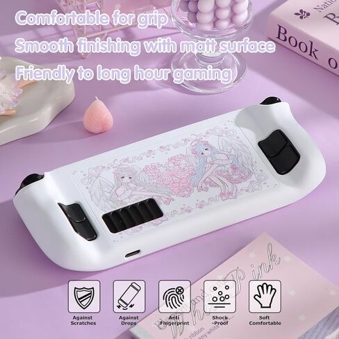 Case Compatible for Steam Deck OLED & LCD Protective Cover Shell Skin Kawaii Pink Angel Hard PC Protection Accessories with Trackpad Sticker Snap on Grip Case in Kuwait