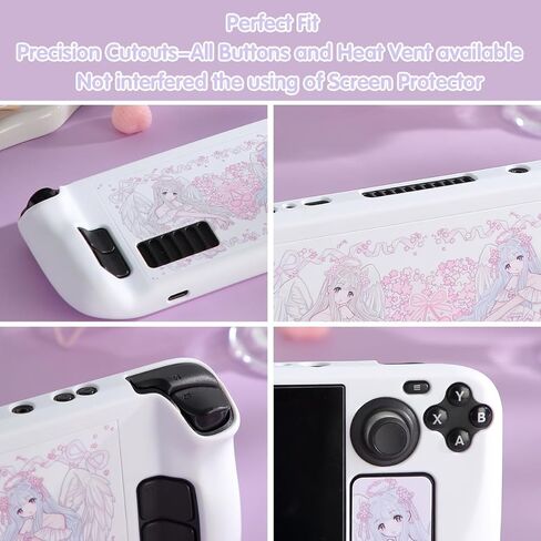 Case Compatible for Steam Deck OLED & LCD Protective Cover Shell Skin Kawaii Pink Angel Hard PC Protection Accessories with Trackpad Sticker Snap on Grip Case in Kuwait