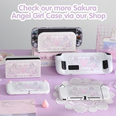 Case Compatible for Steam Deck OLED & LCD Protective Cover Shell Skin Kawaii Pink Angel Hard PC Protection Accessories with Trackpad Sticker Snap on Grip Case in Kuwait