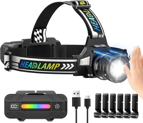 مصباح أمامي TDT قابل لإعادة الشحن مع مصباح رأس LED أبيض/أخضر/الأشعة فوق البنفسجية/أسود، لومن عالي السطوع للغاية 24 وضعًا مصباح أمامي مريح مقاوم للماء للصيد الصلب والمشي لمسافات طويلة واكتشاف بول الحيوانات الأليفة (3 ألوان-5) in Kuwait