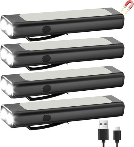 Small EDC Flashlight Rechargeable, 1600 High Lumen Pocket Flash Light with Clip, 9 Modes Portable Magnetic Flat Flashlight Waterproof Compact Flashlight for Working, Camping, Emergency (2Pack) in Saudi Arabia