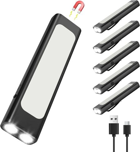 Small EDC Flashlight Rechargeable, 1600 High Lumen Pocket Flash Light with Clip, 9 Modes Portable Magnetic Flat Flashlight Waterproof Compact Flashlight for Working, Camping, Emergency (2Pack) in Saudi Arabia