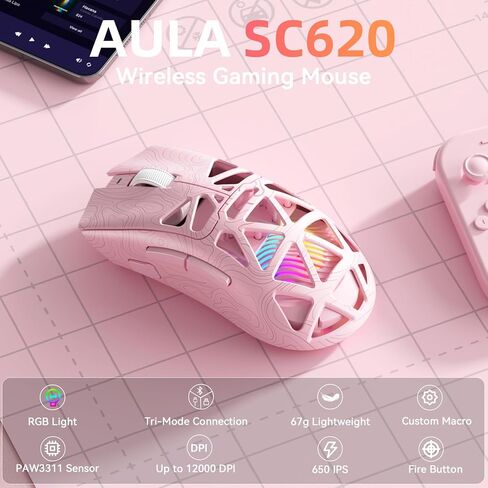 مجموعة لوحة مفاتيح وماوس Aula Hall Effect، لوحة مفاتيح Aula Hero99 Hall Effect Keyboard SC620 ماوس لاسلكي in Kuwait