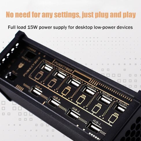 6 Ports USB C Splitter, 9 USB Convenient Input Ports, 6 Port USB Docking Station, Voice Control Function, Data Transmission, for Phones, Tablets, and Gadgets in Kuwait