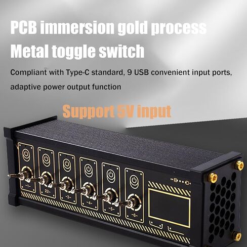 6 Ports USB C Splitter, 9 USB Convenient Input Ports, 6 Port USB Docking Station, Voice Control Function, Data Transmission, for Phones, Tablets, and Gadgets in Kuwait