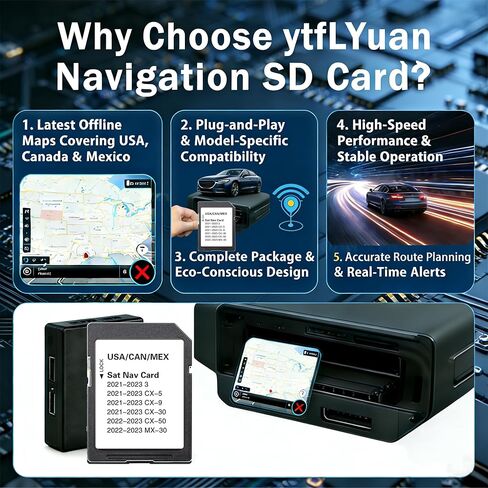 أحدث بطاقة SD للملاحة متوافقة مع 3 Cx5 Cx9 Cx30 Cx50 Mx30 2021-2023 تدعم خرائط الولايات المتحدة الأمريكية/كندا/المكسيك الجديدة in Kuwait