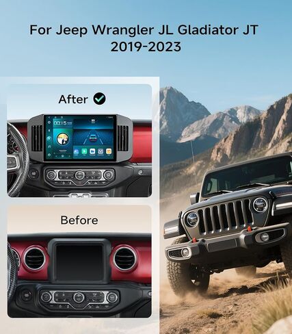 ستيريو راديو السيارة 13 بوصة 8 النواة 4+64 جيجابايت لسيارة جيب رانجلر JL Gladiator JT 2019-2023، CarPlay اللاسلكي وAndroid Auto، شاشة لمس 5G WiFi HD، GPS Nav، بلوتوث FM/AM، يدعم كاميرا النسخ الاحتياطي OEM HD، SWC in Kuwait