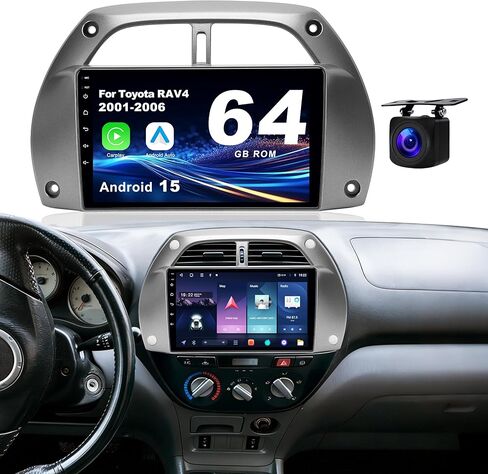 راديو السيارة Android 15 لسيارة Toyota RAV4 2007-2012: 4 جيجابايت + 64 جيجابايت ترقية ستيريو السيارة CarPlay اللاسلكي وAndroid Auto مع WiFi 6، Bluetooth 5.4، نظام تحديد المواقع العالمي (GPS)، راديو FM/RDS، EQ، SWC، كاميرا احتياطية 1080P in Kuwait