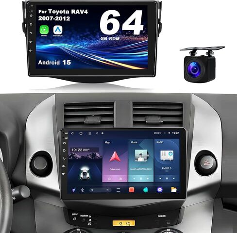 Android 15 Car Radio for Toyota RAV4 2007-2012: 4GB+64GB Car Stereo Upgrade Wireless CarPlay & Android Auto with WiFi 6, Bluetooth 5.4, GPS Navigation, FM/RDS Radio, EQ, SWC, 1080P Backup Camera in Saudi Arabia