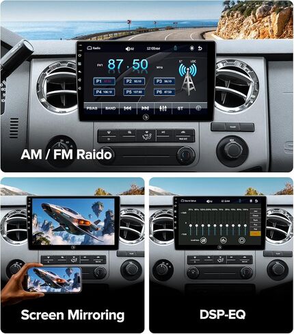 QLED Linux Car Stereo for Ford F150 2004-2008, F250 F350 2008-2016 - Fast Boot Wireless CarPlay & Android Auto Radio, AHD 1080P Backup Camera, Bluetooth, SWC, AM/FM, Dash Kit Replacement in Kuwait