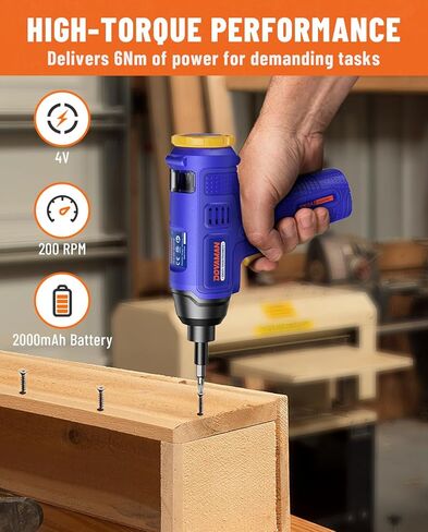 DOVAMAN DES01A Electric Screwdriver, 4V MAX Cordless Screwdriver w/ 31 Bits, 6 Torque, 3-Position Handle, Magnetic Bits Chuck, LED & Flashlight, USB Rechargeable, Power Screwdriver w/Accessories Case in Saudi Arabia