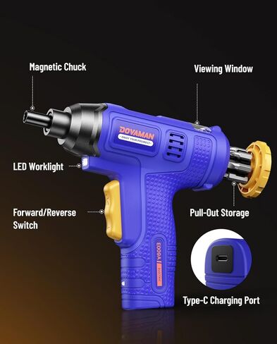 DOVAMAN DES01A Electric Screwdriver, 4V MAX Cordless Screwdriver w/ 31 Bits, 6 Torque, 3-Position Handle, Magnetic Bits Chuck, LED & Flashlight, USB Rechargeable, Power Screwdriver w/Accessories Case in Saudi Arabia