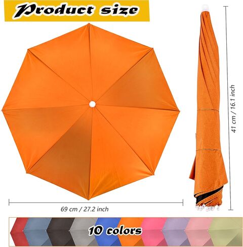 10 Pack Umbrella Hats 27 Inch Colorful Hands Free Head Umbrella with Elastic Band Folding Waterproof Sun Rain Umbrellas Cap for Adult Fishing Beach Hiking Camping Gardening Various Outdoor Activities, 10 Colors in Kuwait