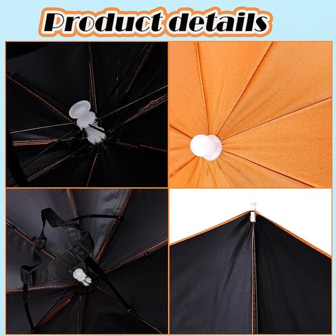 10 Pack Umbrella Hats 27 Inch Colorful Hands Free Head Umbrella with Elastic Band Folding Waterproof Sun Rain Umbrellas Cap for Adult Fishing Beach Hiking Camping Gardening Various Outdoor Activities, 10 Colors in Kuwait