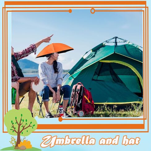 10 Pack Umbrella Hats 27 Inch Colorful Hands Free Head Umbrella with Elastic Band Folding Waterproof Sun Rain Umbrellas Cap for Adult Fishing Beach Hiking Camping Gardening Various Outdoor Activities, 10 Colors in Kuwait