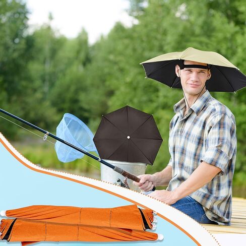 10 Pack Umbrella Hats 27 Inch Colorful Hands Free Head Umbrella with Elastic Band Folding Waterproof Sun Rain Umbrellas Cap for Adult Fishing Beach Hiking Camping Gardening Various Outdoor Activities, 10 Colors in Kuwait