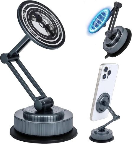 PIEPIE Magnetic Car Phone Holder Mount Heavy Duty Metal Dash/Windshield Large Suction Cup for Non-Smooth Leather/Plastic Surfaces, 360° Adjustable Phone Stand for iPhone Android Truck Car Accessories in Saudi Arabia