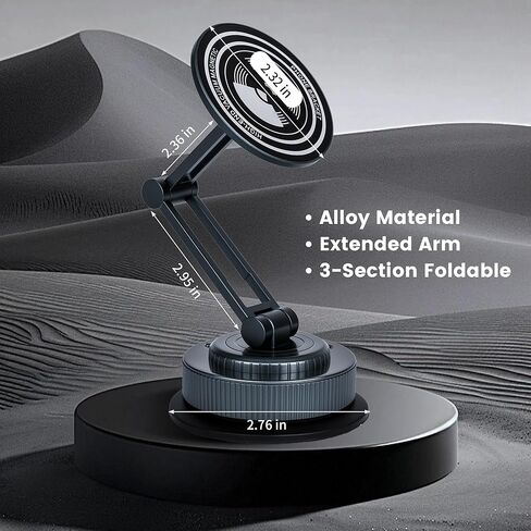 PIEPIE Magnetic Car Phone Holder Mount Heavy Duty Metal Dash/Windshield Large Suction Cup for Non-Smooth Leather/Plastic Surfaces, 360° Adjustable Phone Stand for iPhone Android Truck Car Accessories in Saudi Arabia