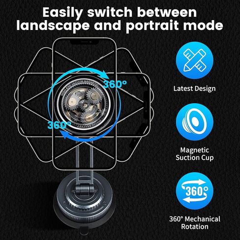 PIEPIE Magnetic Car Phone Holder Mount Heavy Duty Metal Dash/Windshield Large Suction Cup for Non-Smooth Leather/Plastic Surfaces, 360° Adjustable Phone Stand for iPhone Android Truck Car Accessories in Saudi Arabia